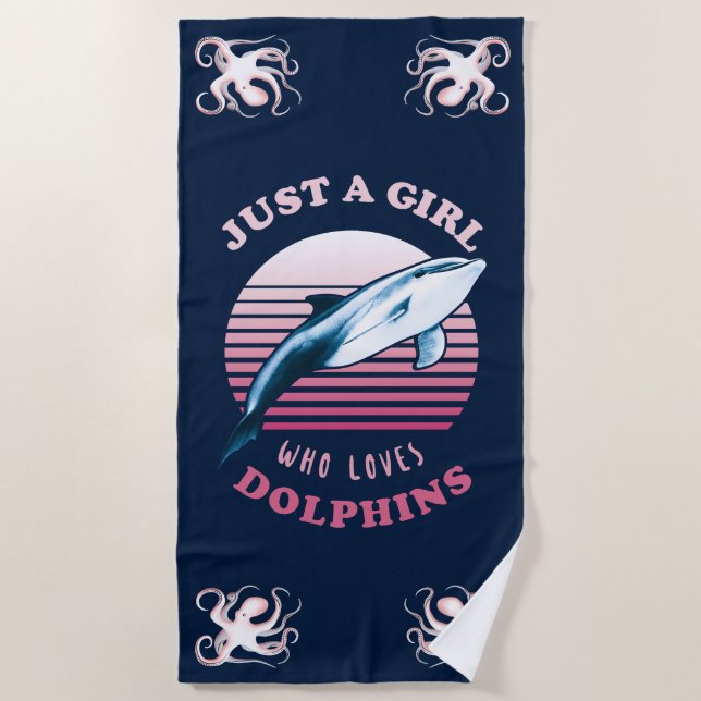 Toalla De Playa Sólo un Chica que ama a los delfines (Anverso)