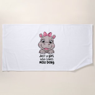 Toalla De Playa Solo Un Chica Que Ama A Moo Deng Baby Hippos Long 