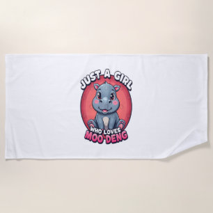 Toalla De Playa Solo un Chica que ama a Moo Deng Cute Hippo fans d