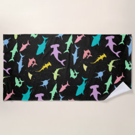 Toalla De Playa Sombra colorida del pez tiburón en el espacio de l