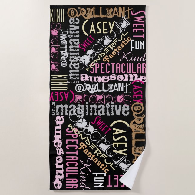 Toalla De Playa Son increíbles nombres personalizados Palabras ros (Anverso)