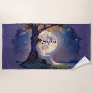 Toalla De Playa Soñador bajo la luz de la luna - Sereno cielo noct