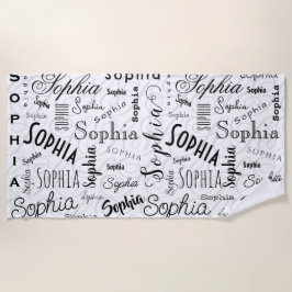 Toalla De Playa Sophia Typography Black White