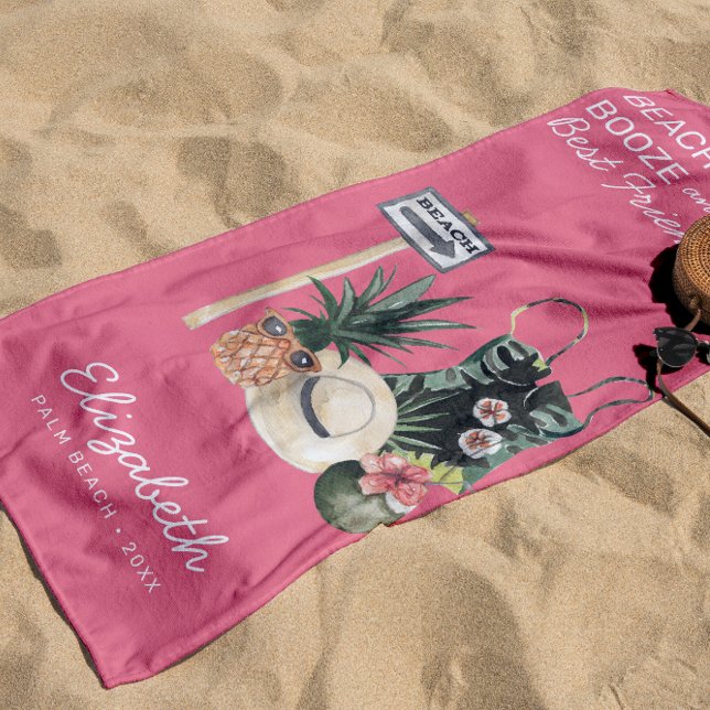 Toalla De Playa Sorbete de Sandía Rosa | Playa Tropical de Verano (Subido por el creador)