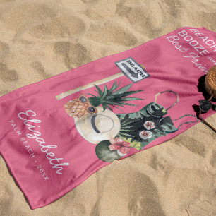 Toalla De Playa Sorbete Rosa de Sandía   Playa Tropical de Verano