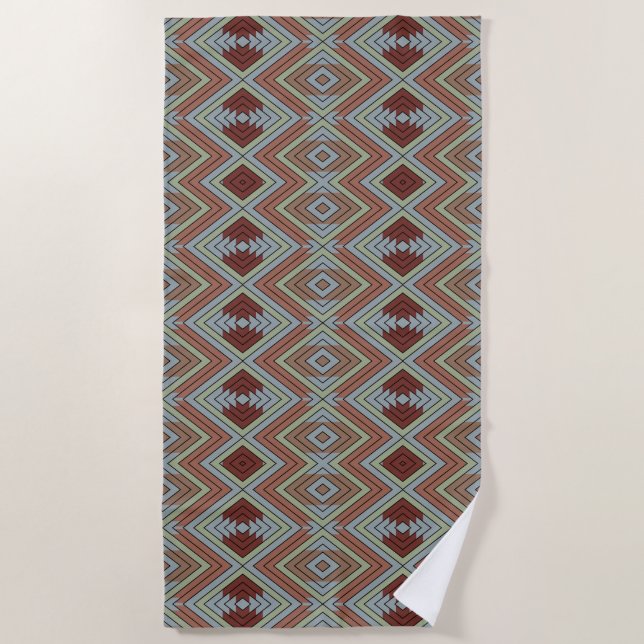 Toalla De Playa South West American Indian Style Patterned Art (Anverso)