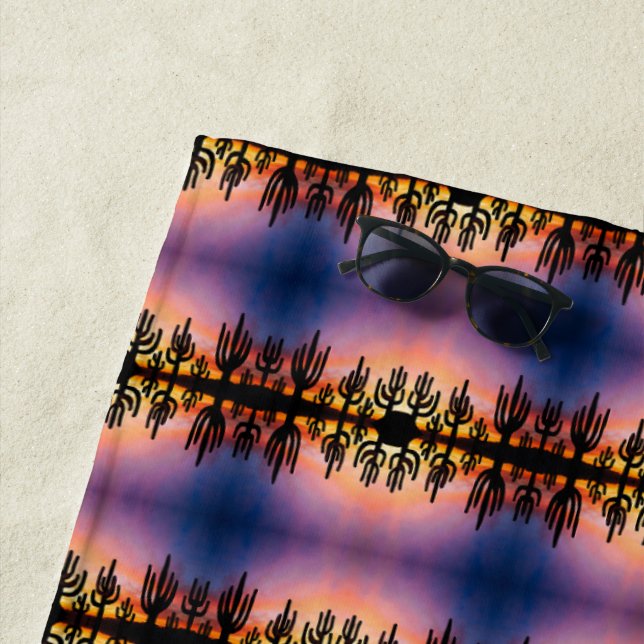 Toalla De Playa Southwestern Desert Landscape Cactus Sunrise Image (In situ)