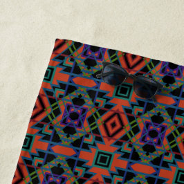 Toalla De Playa Southwestern Symmetrical Tiled Pattern Line Art