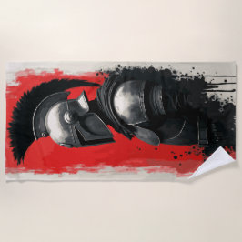 Toalla De Playa Spartan Warrior Helmet – Bold Red Background