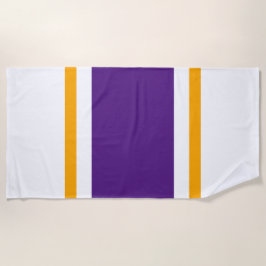 Toalla De Playa Sporty Royal Purple Yellow White Carreras Stripes