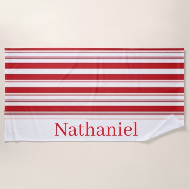 Toalla de playa Spring Red & White Stripe (Anverso)