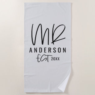 Toalla De Playa Sr. luna de miel de la escritura de la escritura