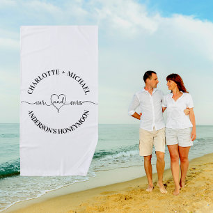 Toalla De Playa Sr. mrs luna de miel recién casados blancos negros