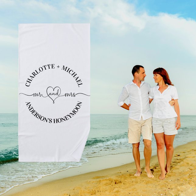 Toalla De Playa Sr. mrs luna de miel recién casados blancos negros (Subido por el creador)