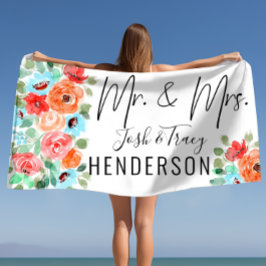 Toalla De Playa Sr. y Sra., Boda Bride y Groom Personalizado