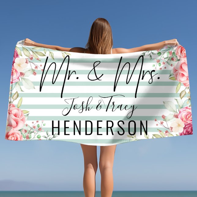 Toalla De Playa Sr. y Sra., boda de parejas, regalo de aniversario (Mr and Mrs, Couples wedding gift, Anniversary gift Beach Towel)