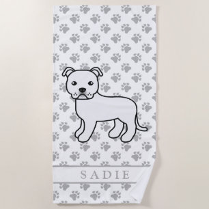 Toalla De Playa Staffie inglés blanco Perro de dibujos animados li