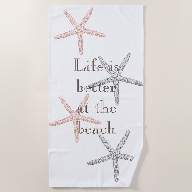 Toalla De Playa Starfish Beach Blue Peach (Anverso)