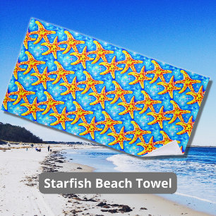 Toalla De Playa Starfish dorado en azul