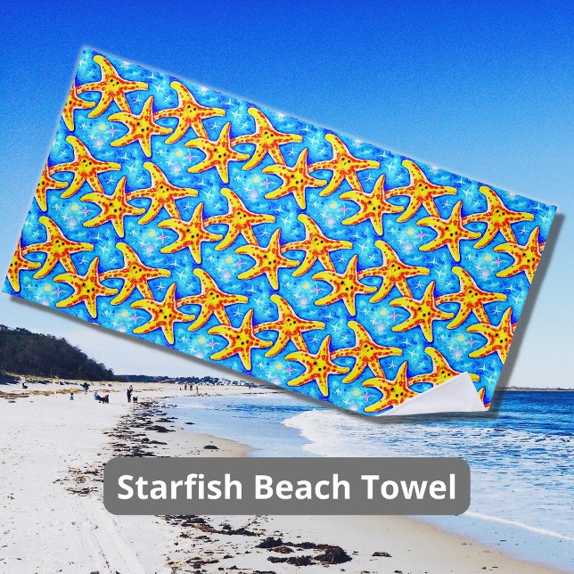 Toalla De Playa Starfish dorado en azul (Subido por el creador)