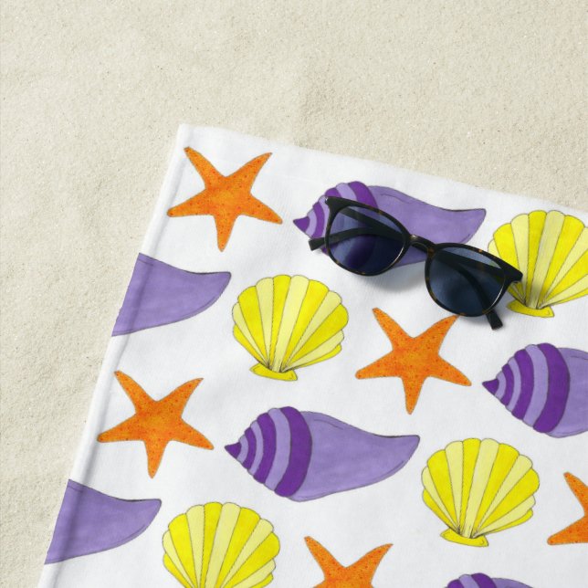 Toalla De Playa Starfish Sea Shells Beach Ocean Vacation Yellow (In situ)