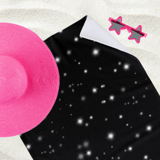 Toalla De Playa Starlight Sparkles Black and White Stars
