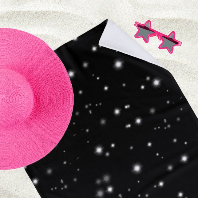 Toalla De Playa Starlight Sparkles Black and White Stars (Subido por el creador)