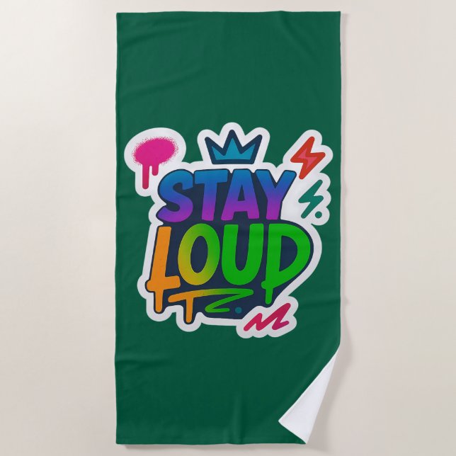 Toalla De Playa Stay Loud Graffiti Neon Artwork (Anverso)