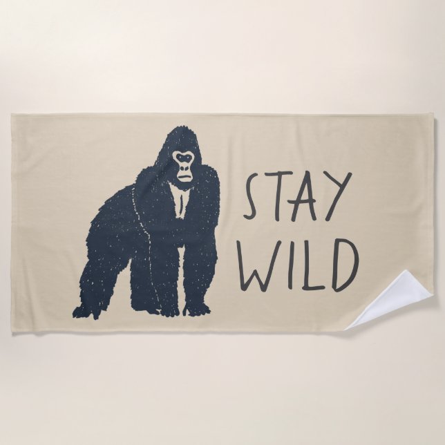 Toalla De Playa Stay Wild Gorilla Silhouette (Anverso)