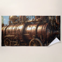 Toalla De Playa Steampunk Copper Steam Train