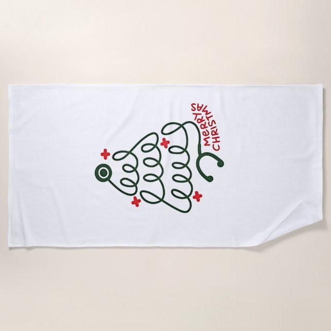 Toalla De Playa Stethoscope Árbol de Navidad enciende grietas de E (Anverso)