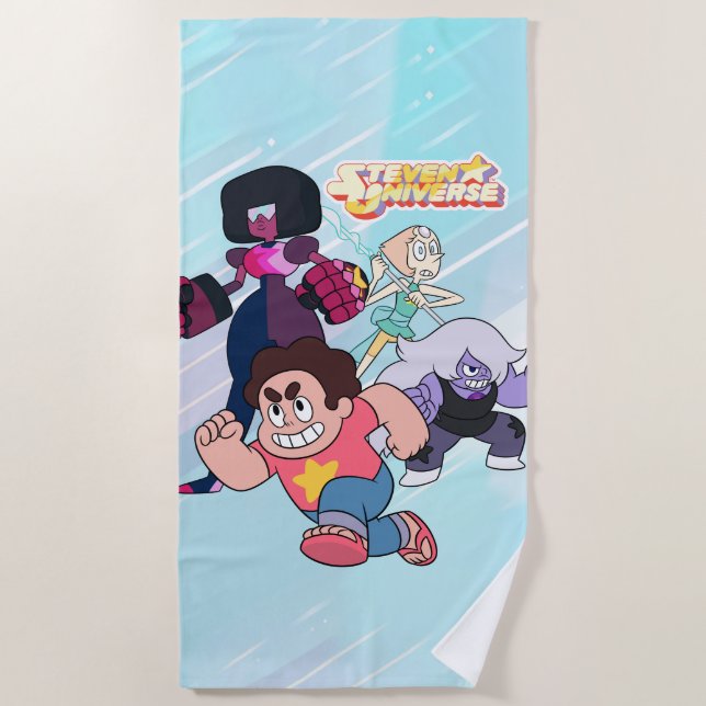 Toalla De Playa Steven Universe | Acción del Grupo Crystal Gem (Anverso)