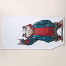 Toalla De Playa Street Panda Rock Gesture Illustration