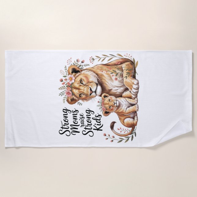 Toalla De Playa Strong Moms Raise Strong Kids (Anverso)