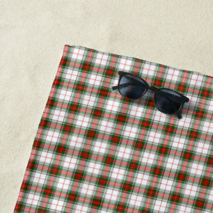 Toalla De Playa Stuart / Stewart tartan blanco rojo platillo verde