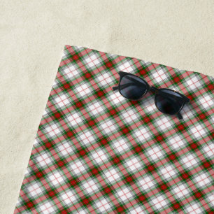 Toalla De Playa Stuart / Stewart tartan blanco rojo platillo verde