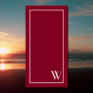 Toalla De Playa Su monograma en burgundy&white