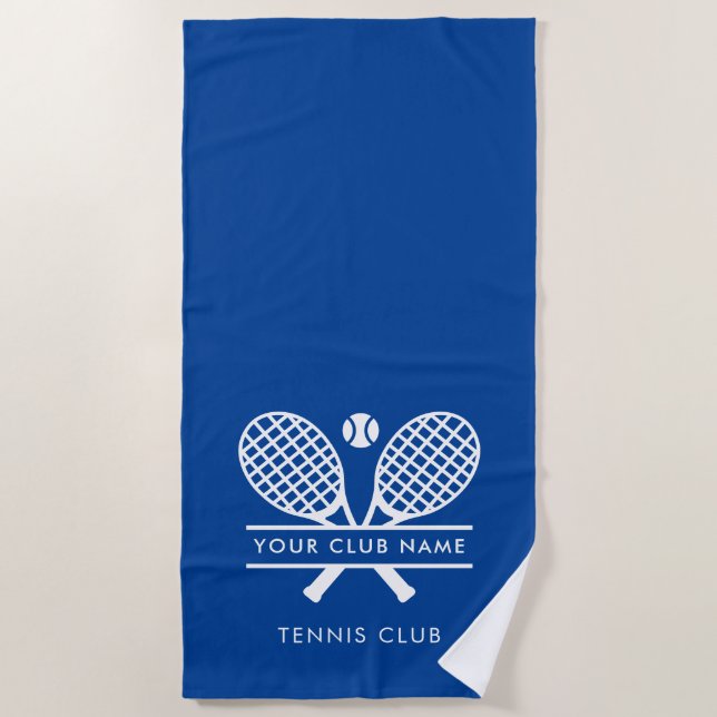 Toalla De Playa Su nombre de club de campo Lawn Tennis Team Blue (Anverso)