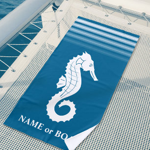 Toalla De Playa Su nombre o caballete de mar caballito azul Aqua