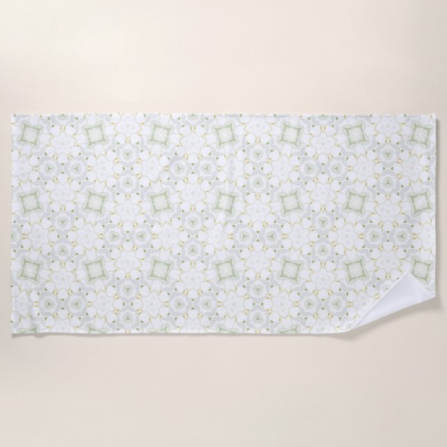Toalla De Playa Suave Floral Geométrico Neutral (Anverso)