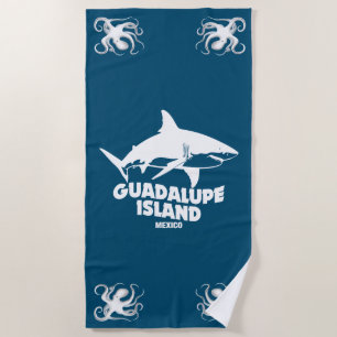 Toalla De Playa Submarinismo con isla Guadalupe de tiburones