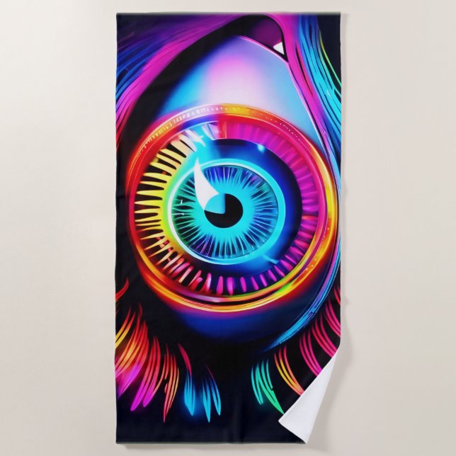 Toalla De Playa Sueño de Ojo de Neón (Anverso)