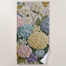 Toalla De Playa Sueños de Hidrangea: Pastel florece