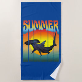 TOALLA DE PLAYA SUMMER HAMMERHEAD SHARK SUNSET
