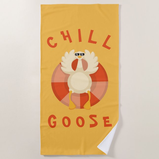 Toalla De Playa Summer Vacation Beach Chill Goose Naranja de anill (Anverso)