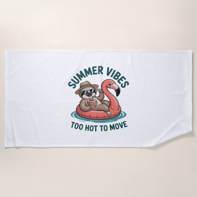 Toalla De Playa Summer Vibes Sloth Funny Lazy Float (Anverso)