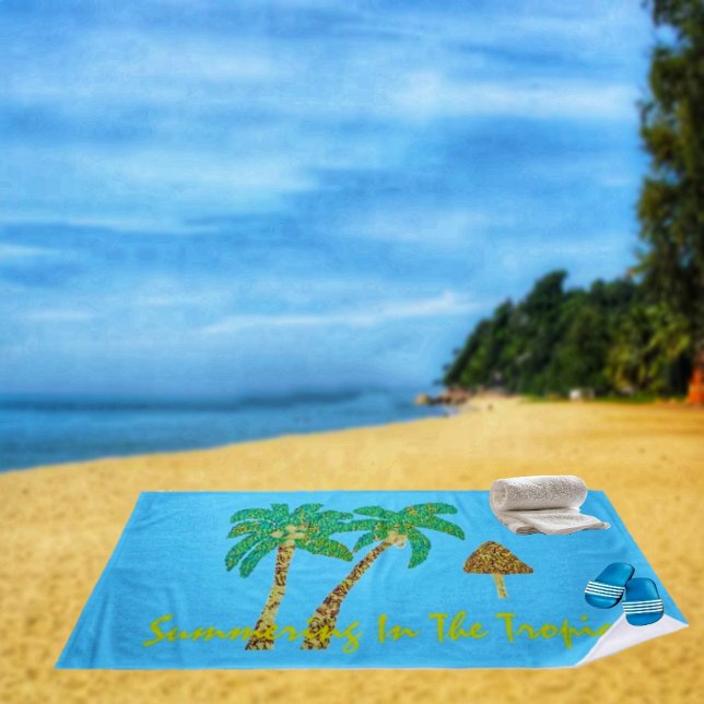 Toalla De Playa Summering In the Tropics (You can easily visualize, summering in the Tropics, with this colorful, beach towel design!)