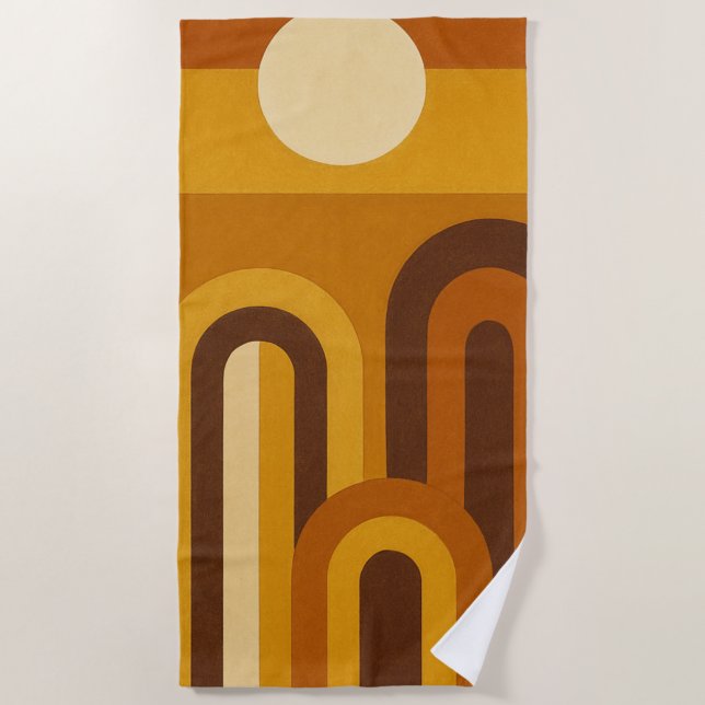 Toalla De Playa Sun & Arches Mid Century Modern Geometric Design (Anverso)