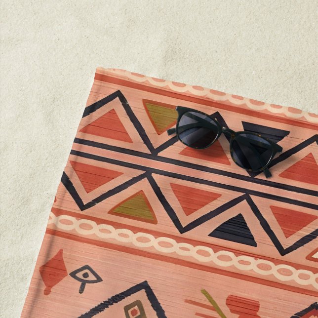 Toalla De Playa Sun-Kissed Hand-Drawn Moroccan Tribal Art (In situ)