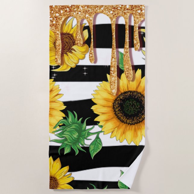 Toalla de playa Sunflower Gold Drip (Anverso)